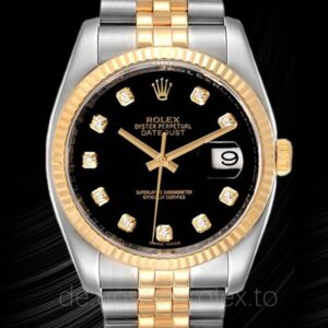 Rolex Datejust Herren 116233BKDJ 36mm Silberton Schwarzes Zifferblatt