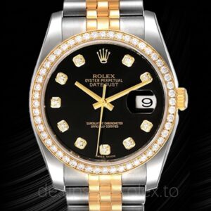 Rolex Datejust 116243BKDJ Herren Silberton Armband Schwarzes Zifferblatt