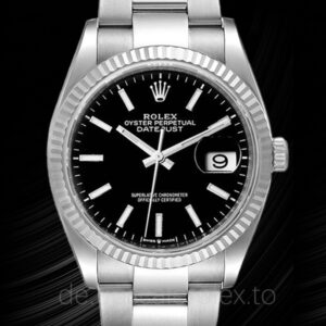 Rolex Datejust Herren 126234BKSO Schwarzes Zifferblatt Silberton