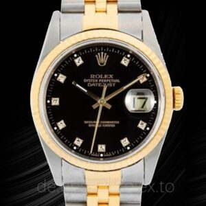 Rolex Datejust 16233BKDJ Herren Schwarzes Zifferblatt Silberton Automatisch