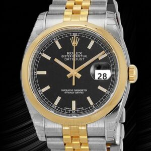 Rolex Datejust Herren 36mm 116203BKSJ Uhr Schwarzes Zifferblatt