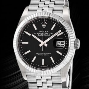 Rolex Datejust Herren m126200-0003 36mm Schwarzes Zifferblatt Silberton