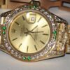 Hochwertige Replica Rolex Datejust President 18k Solid Gold Diamanten Smaragde
