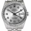 Best Replica Rolex Herren Datejust Edelstahl Custom Diamond Bezel & Silver Diamond Dial