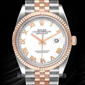 Rolex Datejust m126231-0015 36mm Herren Weißes Zifferblatt Silberton