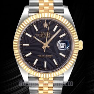 Rolex Datejust 41mm Herren 126233 Automatisch Zifferblatt mit schwarzem Palmenmotiv