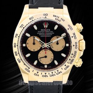 Rolex Daytona 40mm Herren 116518 Schwarzes Zifferblatt Lederriemen