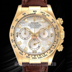Rolex Daytona Herren 40mm 116518 Lederriemen Perlmutt-Zifferblatt