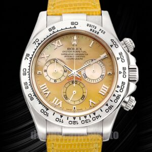 Rolex Daytona Herren 40mm 116519 Lederriemen Gelbes Zifferblatt