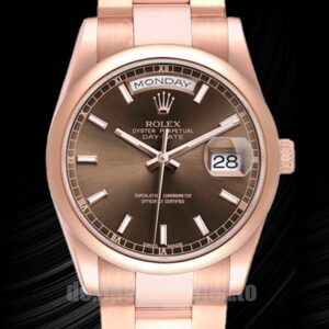 Rolex Day-Date Herren 118205 36mm Auster-Armband Braunes Zifferblatt
