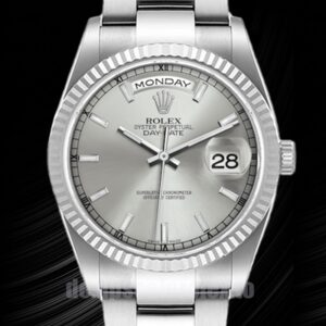 Rolex Day-Date 36mm Herren 118239 Uhr Silbernes Zifferblatt