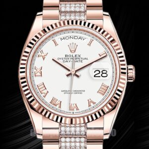 Rolex Day-Date Herren 36mm m128235-0053 Roségold-Ton Weißes Zifferblatt