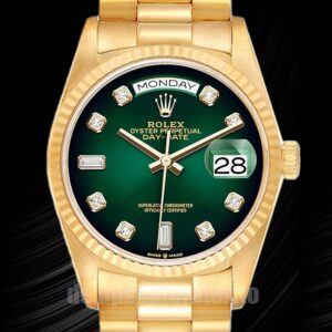 Rolex Day-Date Herren 36mm m128238-0069 Grünes Zifferblatt Goldfarben