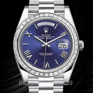 Rolex Day-Date m228396tbr-0026 Herren 41mm Marineblaues Zifferblatt Silberton